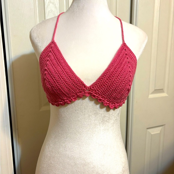 Handmade Crocheted Bra Top Halter Bikini Top Boho Festival Fun - Picture 1 of 9